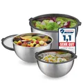 Produktbild: TOPANBIETER 999 6 teiliges Schüssel Set Edelstahl-Mixing Bowl Rührschüssel luftdichte Aufbewahrungsdeckel stapelbar, spülmaschinengeeignet, innenliegende Skalierung, 1, 2, 4,5l