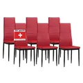 Produktbild: ALBATROS Esszimmerstühle 6er Set Milano, Rot - Edles Italienisches Design, Kunstleder-Bezug, bequemer Polsterstuhl - SGS geprüft - Moderner Küchenstuhl, Stuhl Esszimmer