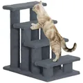Produktbild: PawHut Katzentreppe 4 Stufen Tiertreppe Treppe für Katze Haustiertreppe Hundetreppe aus Plüsch 61 x 41 x 60 cm Grau