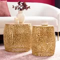 Produktbild: riess-ambiente 2er Set Filigraner Design Couchtisch ABSTRACT LEAF gold Handarbeit Metall rund Beistelltisch Tisch