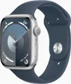 Produktbild: Apple Watch Series 9 GPS 45mm Aluminium mit Sportarmband M/L silber/sturmblau