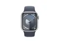 Produktbild: Apple Watch Series 9 (GPS) 45mm Aluminiumgehäuse silber, Sportband sturmblau, M/L
