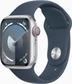 Produktbild: Apple Watch 9 GPS Alu Silver 45mm Storm Blue SB M/L, TOP Zustand