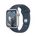 Produktbild: Apple Watch Series 9 GPS 45mm Aluminium Silber Sportarmband Sturmblau - M/L