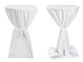 Produktbild: TexDeko® Stehtischhussen Premium mit Schleifenband Blickdicht für Bistrotische Bartische Tisch-Überzug Weiß Ø 100cm Oeko-TEX Zertifikat