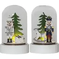 Produktbild: Star Trading - led Weihnachtsdeko ,Nutcracker', 2er Set Glaskuppeln mit Nussknacker und Tanne aus Holz, Batteriebetrieb, h 9cm