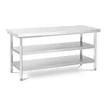 Produktbild: Royal Catering Edelstahltisch 70 x 180 cm bis zu 500 kg Traglast 3 Ebenen Arbeitstisch Edelstahl Gastro Tisch