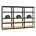 Produktbild: PROREGAL Mega Deal 3er-Set Schwerlastregale Slim Elephant 180x90x45cm mit 5 Ebenen Fachlast 350kg Schwarz