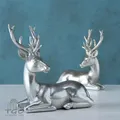 Produktbild: Boltze 2er Hirsch paar liegend silber aus Kunstharz 15cm-1007442