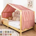 Produktbild: lilimaus Hausbett Himmel [in 12 Farben] Betthimmel Hausbett aus 100% Baumwolle Musselin - Stoffhimmel für Hausbett Deko Mädchen & Jungen - Himmel für Hausbett Kinder - Bett Vorhang Kinderbett