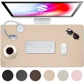 Produktbild: Sidorenko Schreibtischunterlage 80x40cm abwaschbar in beige - Tischunterlage aus PU- Leder - Schreibtisch Unterlage für Büro - rutschfeste Desk Mat, Mousepad, Mauspad, Schreibtischmatte groß