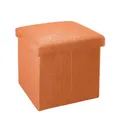 Produktbild: INTIRILIFE Faltbarer Sitzhocker 30x30x30 cm in MANDARINEN ORANGE - Sitzwürfel mit Stauraum und Deckel aus Stoff in Leinen Optik - Sitzcube Fußablage Aufbewahrungsbox Truhe Sitzbank