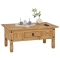 Produktbild: Couchtisch Wohnzimmertisch Sofatisch im Mexiko-Stil 1 Schublade Kiefer massiv