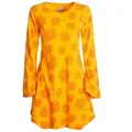 Produktbild: Vishes Tunikakleid Langarm Damen Blumen-Tunika Shirt-Kleid Glockenärmel Baumwolle Hippie, Boho, Goa Style gelb 40