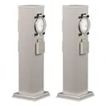 Produktbild: ledscom.de 2 Stück Garten Steckdosensäule Polly für außen, IP44, Timer/Zeitschaltuhr, 3-Fach, Edelstahl, Edelstahl, eckig, 40 cm
